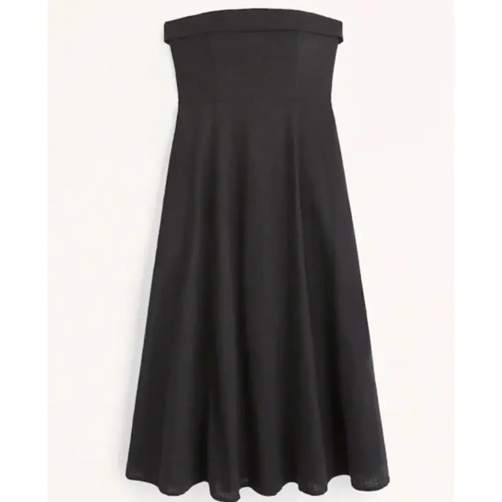 Abercrombie & Fitch Black Strapless Midi Dress - Picture 7 of 7